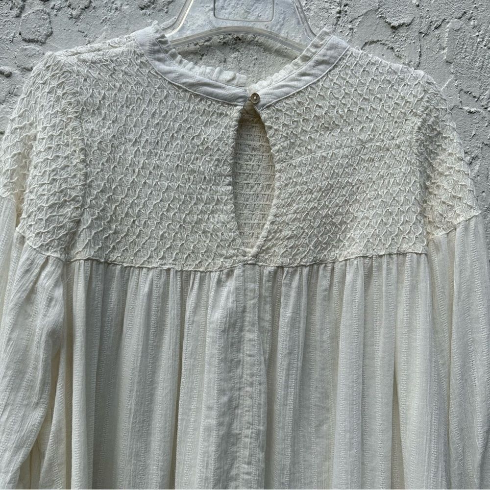 FREE PEOPLE Obi Mila Smocked Tunic Blouse Size Medium - Picture 5 of 12